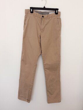 Frank & Oak The Newport Chino Pants 32 Khaki Tan Stretch Cotton Slim